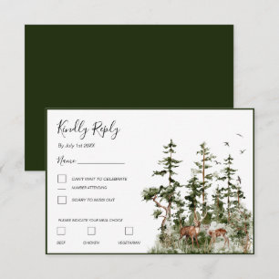 Aquarell Bergwald Rustikale Hochzeit RSVP Karte