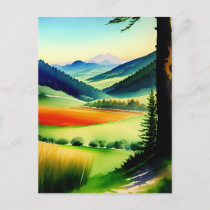 Aquarell Bergwiese Postkarte