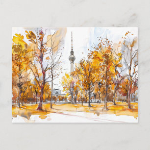 Aquarell Berlin Mitte Herbst Fernsehturm Postkarte