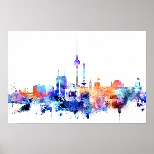 Aquarell Berlin Skyline Print Poster (Vorne)