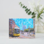 Aquarell Berlin. Straßenbahn am Hackescher Markt. Postkarte (Stehend Vorderseite)