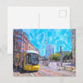 Aquarell Berlin. Straßenbahn am Hackescher Markt. Postkarte (Vorne/Hinten)