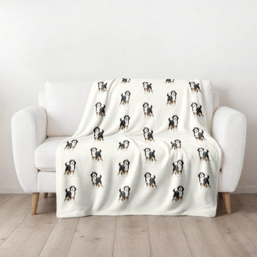 Aquarell Bernedoodle Fleece-Decke Fleecedecke