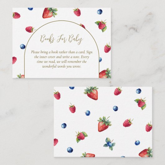 Aquarell Berry Sweet Baby Dusche Bücher für Kinder Begleitkarte (Vorne/Hinten)