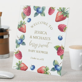 Aquarell Berry Sweet Baby Dusche Willkommen Sockelschild