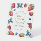 Aquarell Berry Sweet Baby Dusche Willkommen Sockelschild (Vorderseite)