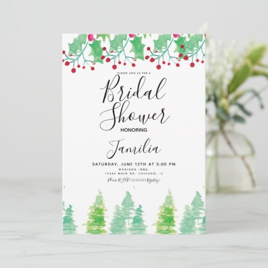 Aquarell Berry und bemaltes Brautparty Einladung (Stehend Vorderseite)