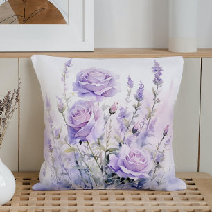 Aquarell Beruhigende Lavendelwiesen Kissen