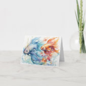 Aquarell Beta Blauer Fisch Blauer Orangefarbene Fl (Vorderseite)