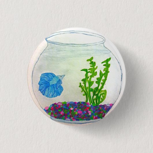Aquarell Betta Fish Button (Vorderseite)