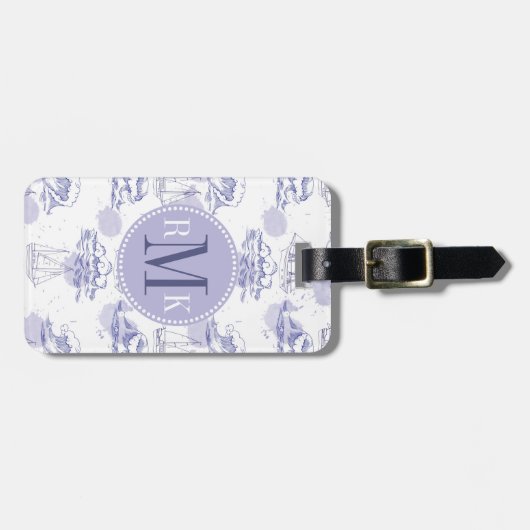 Aquarell bewegt wellenartig u. versendet Muster Gepäckanhänger (Vorderseite horizontal)