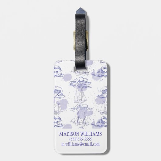 Aquarell bewegt wellenartig u. versendet Muster Gepäckanhänger (Rückseite vertikal)