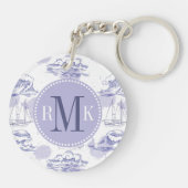 Aquarell bewegt wellenartig u. versendet Muster Schlüsselanhänger (Rückseite)