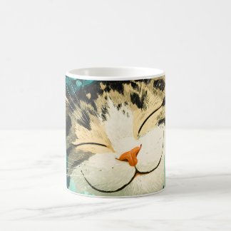 Aquarell-Biene-schlafende-Katz-Blumen-Garten Kaffeetasse