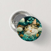 Aquarell-Biene Schlafende Katze Blumen Garten Button (Vorne & Hinten)