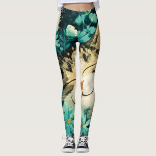 Aquarell-Biene Schlafende Katze Blumen Garten Leggings