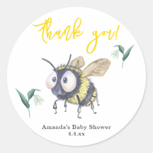 Aquarell-Bienen-Baby-Party - danke Runder Aufkleber