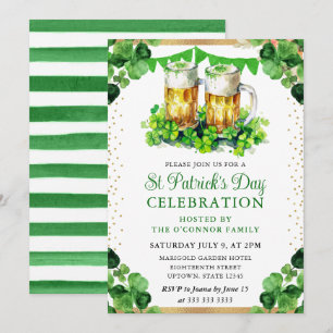 Aquarell-Biergläser St. Patricks Day Einladung