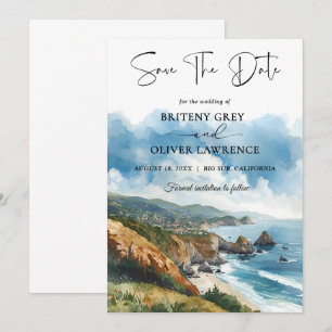 Aquarell Big Sur Kalifornien Küstenhochzeit Save The Date