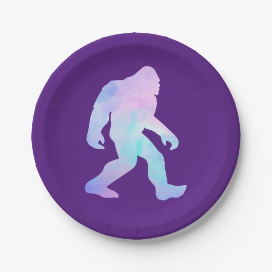Aquarell Bigfoot Pappteller (Vorderseite)
