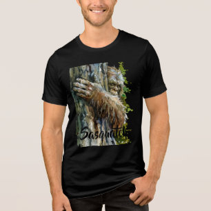 Aquarell Bigfoot Sasquatch Waldbewohner Tri-Blend Shirt