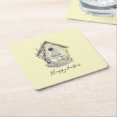Aquarell Birdhouse Ei Nest Oster Rechteckiger Pappuntersetzer (angewinkelt)