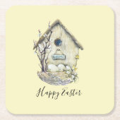 Aquarell Birdhouse Ei Nest Oster Rechteckiger Pappuntersetzer (Vorderseite)