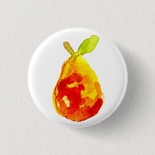 Aquarell-Birnen-Illustrationsmalerei Button (Vorderseite)