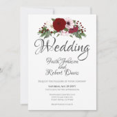 Aquarell Bläserne Burgundy Weiße Grüne Einladung (Vorderseite)