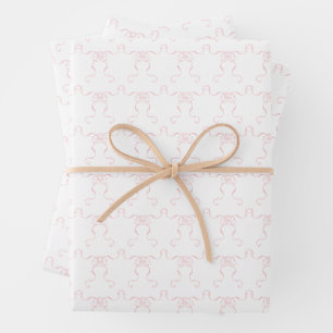 Aquarell Blassrosa Schleifen Geschenkpapier Set