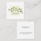 Aquarell-Blatt-beige quadratische Quadratische Visitenkarte (Vorne/Hinten)