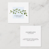 Aquarell-Blatt-blaue quadratische Visitenkarte (Vorne/Hinten)