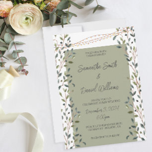 Aquarell-Blatt-Grün-Hochzeit Einladung