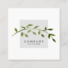 Aquarell-Blatt-hellgraue quadratische Visitenkarte