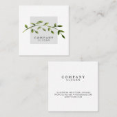 Aquarell-Blatt-hellgraue quadratische Visitenkarte (Vorne/Hinten)