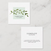 Aquarell-Blatt-hellgrüne quadratische Visitenkarte (Vorne/Hinten)