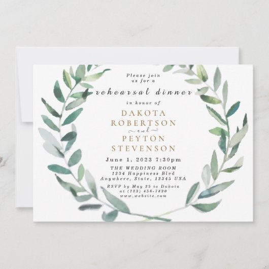 Aquarell Blätter 06 Probe Abendessen Einladung (Vorderseite)