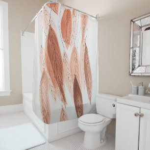 Aquarell-Blätter Braun Terrakotta Beige Rosé Duschvorhang