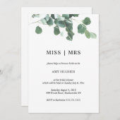 Aquarell Blätter Brautdusche Einladung (Vorne/Hinten)