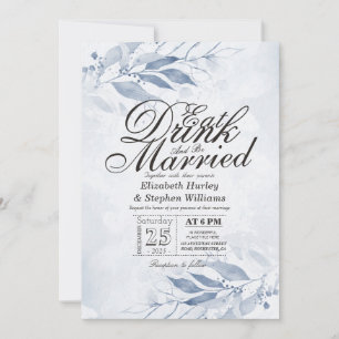 Aquarell-Blätter EAT Drink & Be Married Hochzeit Einladung