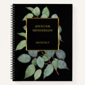 Aquarell Blätter Edelgold beruflich Notizblock (Vorderseite)