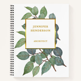 Aquarell Blätter Edelgold beruflich Notizblock