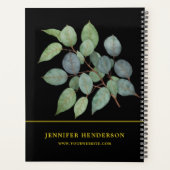 Aquarell Blätter elegantes schwarzes Gold beruflic Planer (Rückseite)