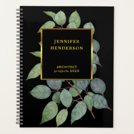 Aquarell Blätter elegantes schwarzes Gold beruflic Planer