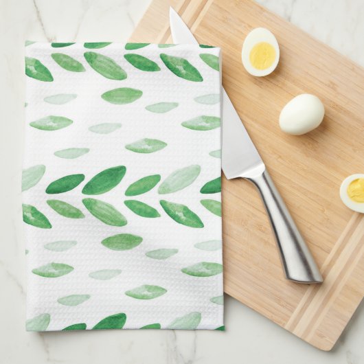 Aquarell-Blätter Geschirrtuch (Viertel Falte)