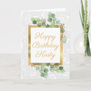 Aquarell Blätter Goldfolie Glitter Geburtstag Karte