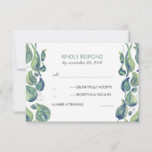 Aquarell-Blätter Laurel Rustic Wedding RSVP (Vorderseite)