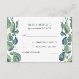Aquarell-Blätter Laurel Rustic Wedding RSVP Karte