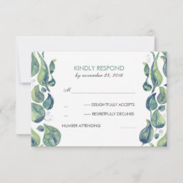 Aquarell-Blätter Laurel Rustic Wedding RSVP Karte