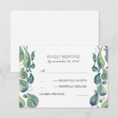 Aquarell-Blätter Laurel Rustic Wedding RSVP Karte (Vorne/Hinten)